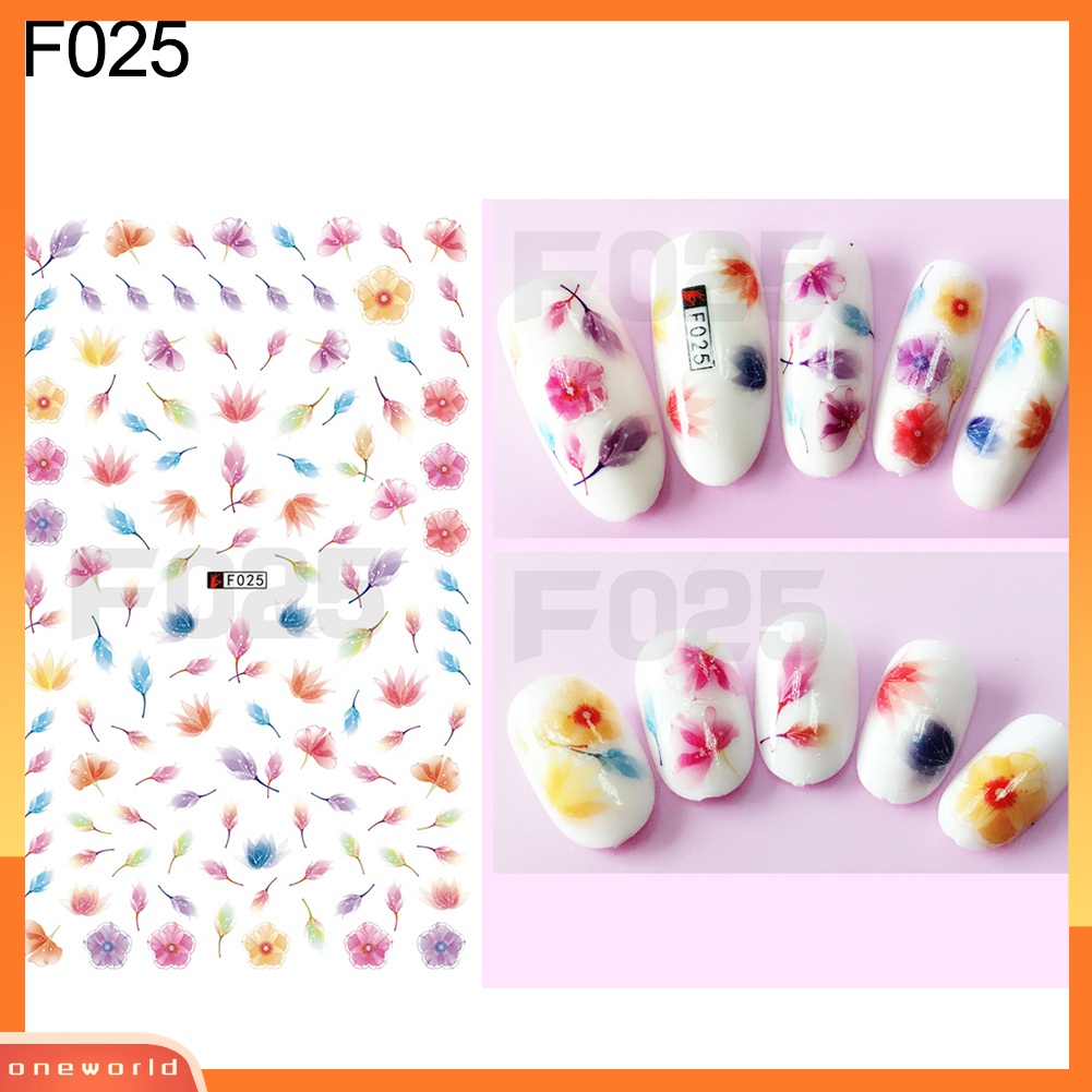 (ONWO) 1 Lembar Stiker Nail Art DIY Motif Bunga / Kupu-Kupu