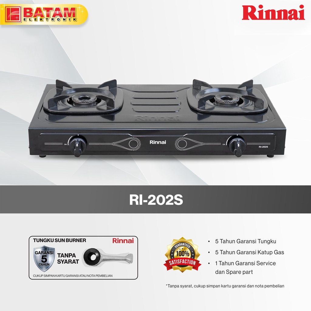 Kompor Gas 2 Tungku Rinnai RI-202S Api Kecil