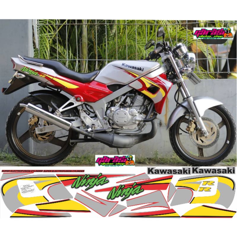 Striping ninja r kis 2005 merah silver