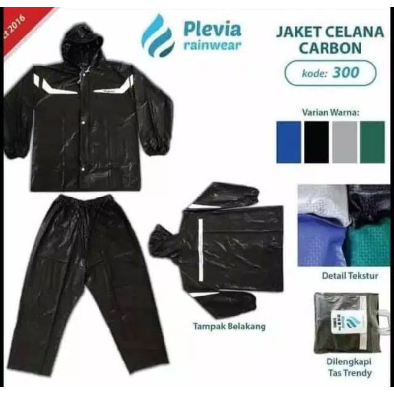 Jas Hujan Jaket Celana Plevia Carbon 300 Jas Hujan Dewasa Murah Jas Hujan Termurah