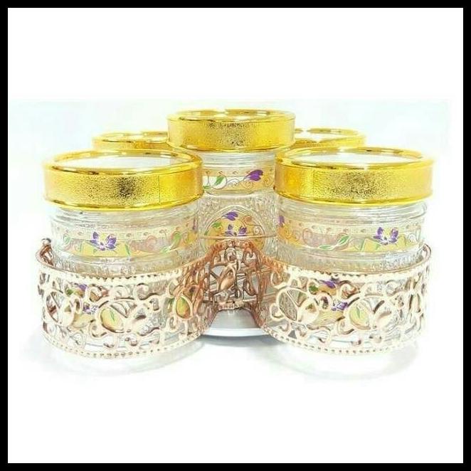Vicenza Toples Kaca Candy Jar Gb5 Penyimpanan Makanan Gold Emas 5 Pcs