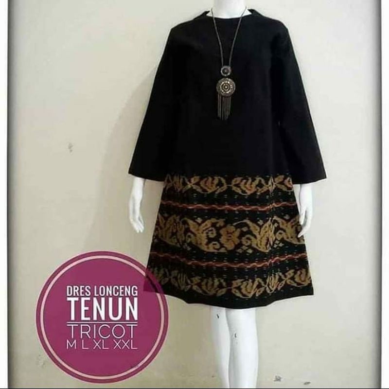 Dress tricod tenun mawar baju tenun jepara DTB138