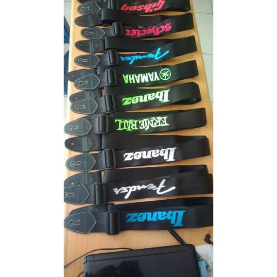 Strap Gitar Bordir Ibanez Fender Shecter Gibson Yamaha Bonus Pick Ajib