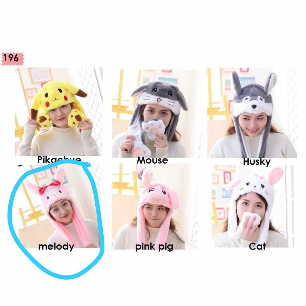 [IMPORT] - Non LED Topi Bunny Hat/Topi Tiktok Black Pink