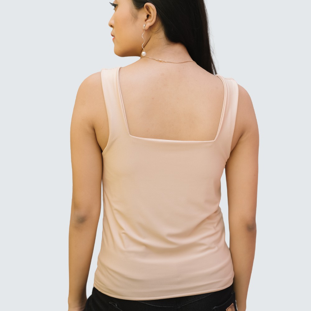 Tanktop Wanita Polos Tank Top Tali Besar Square Jumbo-Sand