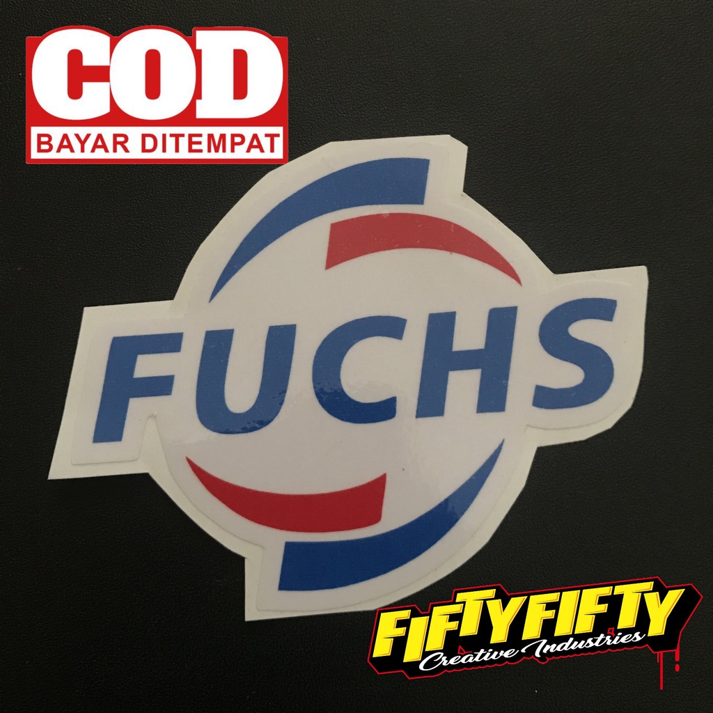 Stiker Print Cut FUCHS Stiker Printing Laminasi Glossy Stiker Motor Mobil Helm Sudah Membentuk Pola Desain