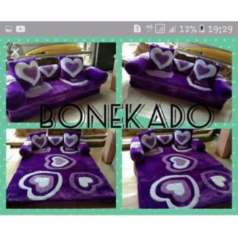 Kasur Karakter Bulu Rasfur Lipat / Sofa Bed Karakter Tebal busa 10 cm