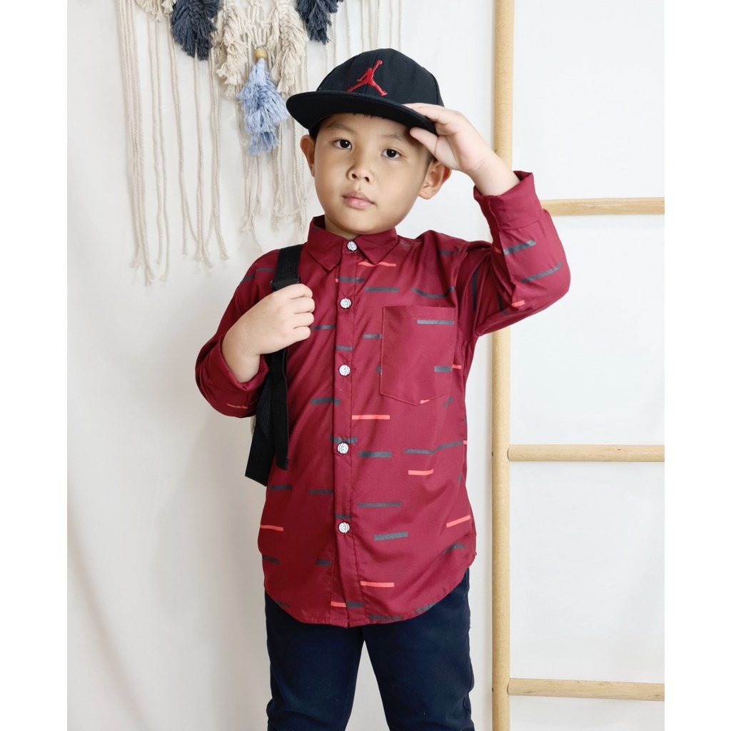 Amspro Kemeja anak laki-laki baju anak laki-laki atasan anak Kenzi