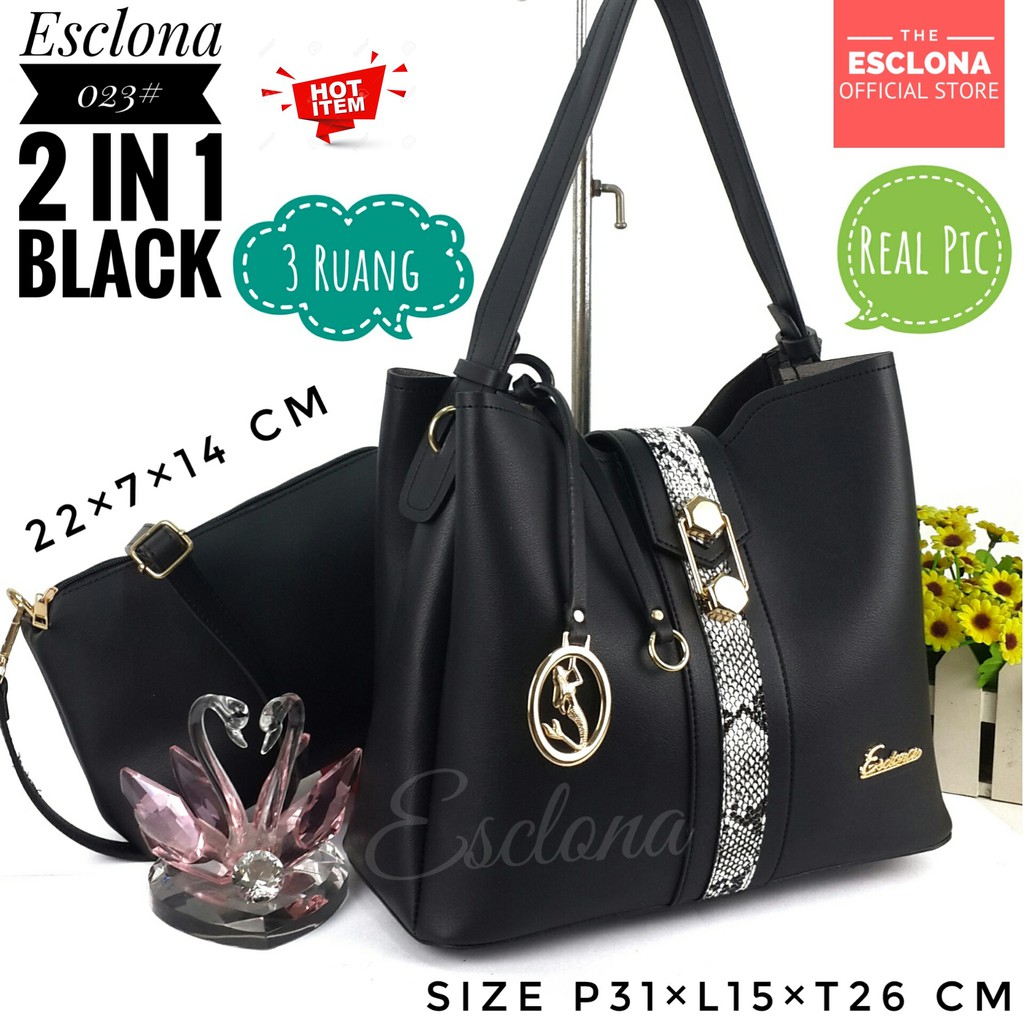 Tas Wanita Import Batam Bag Esclona 023 Selempang Cewek Branded Cantik Grosir Fashion Murah Handbag Original Besar Kantor Kerja Kuliah Premium Super Populer Terbaru Terlaris Hobo Ibu Emak Dewasa Santai Berpergian Shoulder Bahu