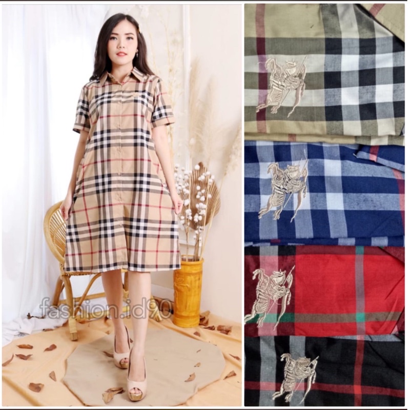 FASHION.ID90 DRESS WANITA PL SALUR & KOTAK BB / DRESS KEMEJA KOTAK - KOTAK 948