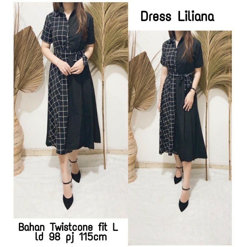 Ms (COD) Dress Liliana / CASUAL DRES/ dress wanita lengan pendek motif kotak