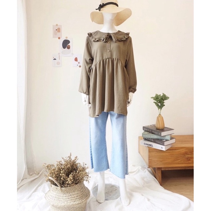 YOURA BLOUSE COLLAR / ATASAN WANITA CRINKLE KOREAN STYLE