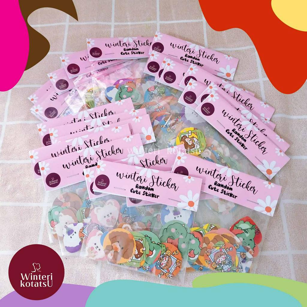 

winteri Sticker Random Cute Kawaii Bentuk Bulat Love