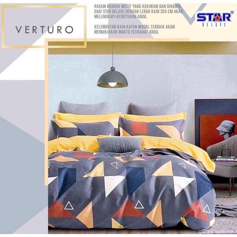 BEDCOVER SET MOTIF VENTURO BAHAN KATUN STAR