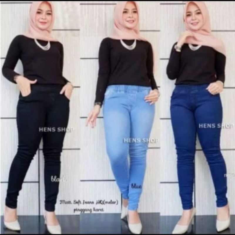 celana jeans cewek pinggang karet/leging~premium