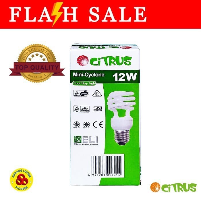 CITRUS LAMPU MINI CYCLONE 12W E27 PUTIH BOHLAM 12 WATT SPIRAL CDL