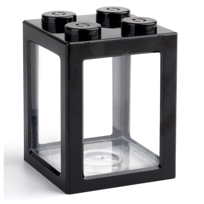 Aquarium Mini Lego Block 4 Side Windows 8x8x11cm - Black / aquarium ikan cupang unik / akuarium hias