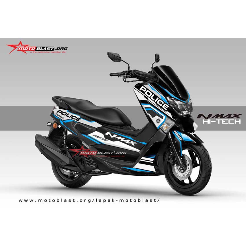 Decal Stiker Yamaha NMAX BLACK BLUE HITECH POLICE