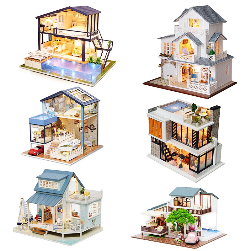 Cutebee Diy Dollhouse Miniatur Rumah Rumahan Furnitur 