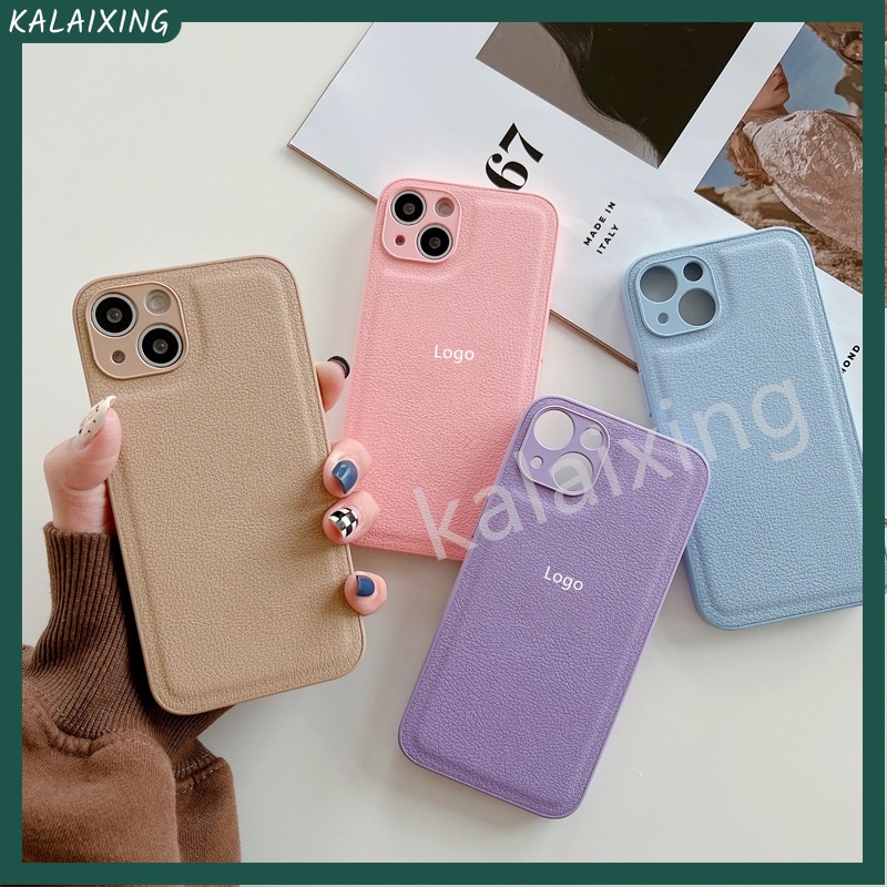 Sqaure Case Pelindung Lensa Anti Sidik Jari Bahan Kulit PU Untuk iPhone 13 11 Pro Max XR