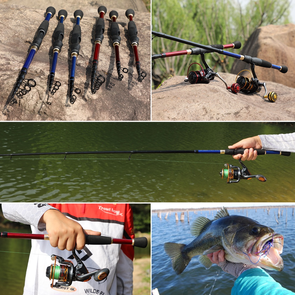 Sougayilang Joran Pancing 1.8M-2.4M Teleskopik Telescopic Spinning Fishing Combo Portabel Ultralight Rod Dan Gear Ratio 5.2: 1 Kecepatan Tinggi Rasio Gear Fishing Reel Joran Pancing Set