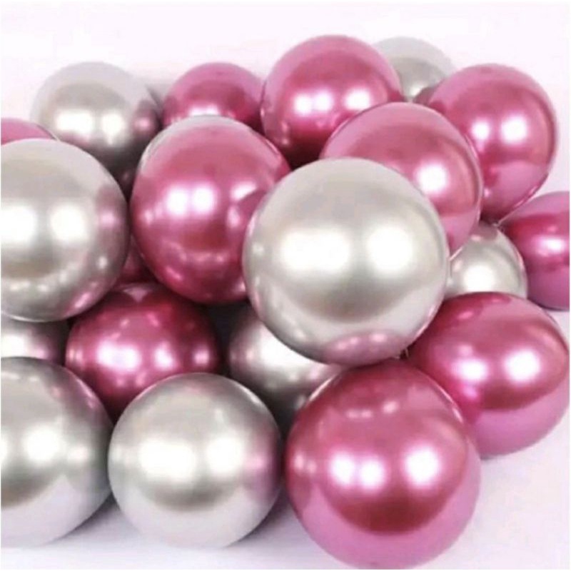 Paket balon ultah : metalik chrome 2 warna dekor ulang tahun valentine wisuda aqiqah