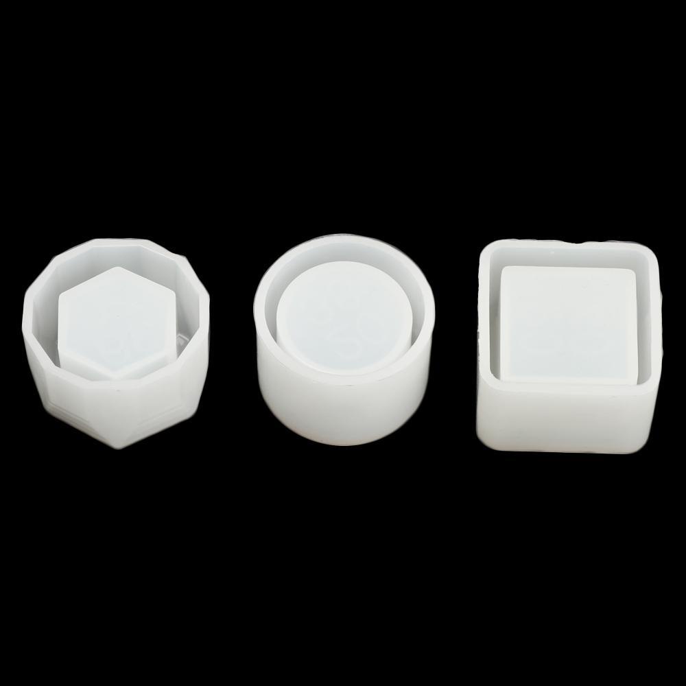 Wonder 3pcs/set Cetakan Nampan Resin Kristal Dekorasi Rumah Alat Membuat Perhiasan Hexagon Cup Resin Kerajinan Pot Bunga Sukulen