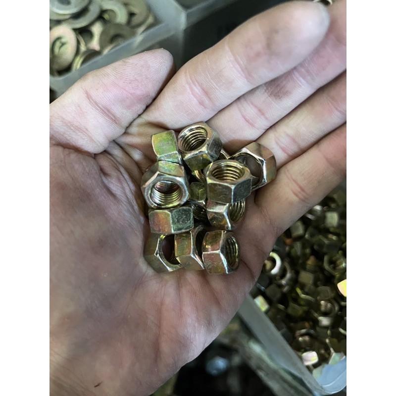 MUR M10 x P1.25 / Mur kuningan kunci 14 drat halus/Mur Kuning 14 drat halus