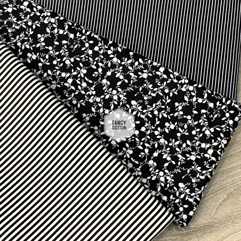 kain katun jepang motif fancy matching black D1011