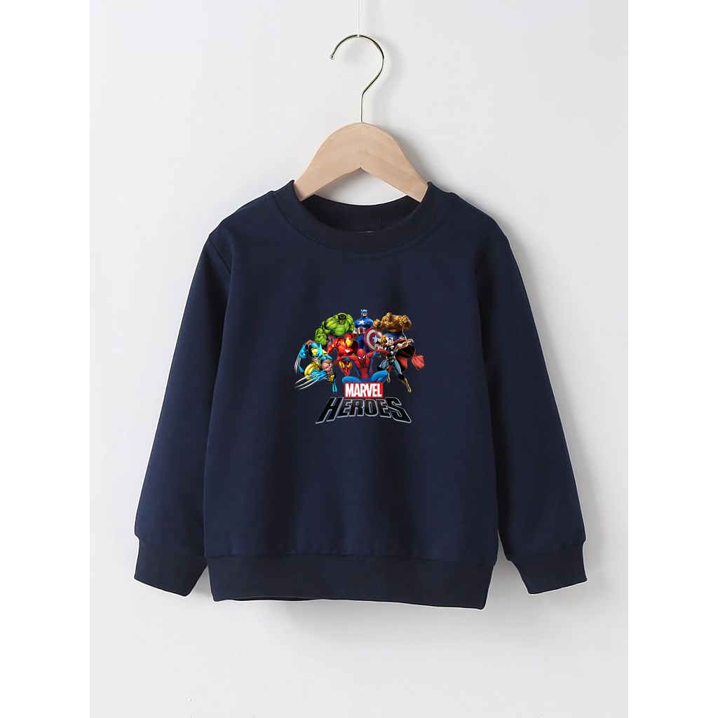 sweater anak laki laki usia 2 - 12 tahun jaket switer crewneck marvel hero