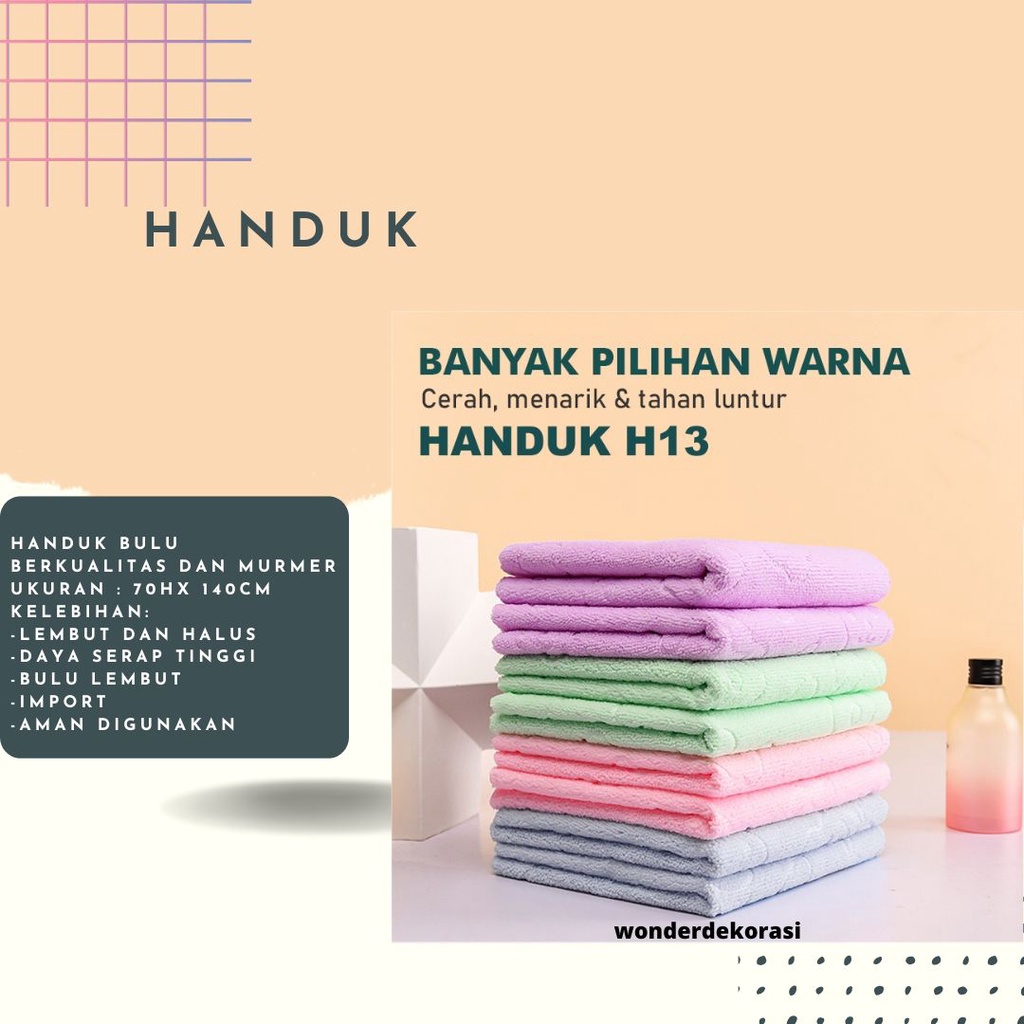 Handuk Polos 70X140 Cm Handuk Mandi Handuk Mandi Microfiber Murah -Wonderdekorasi