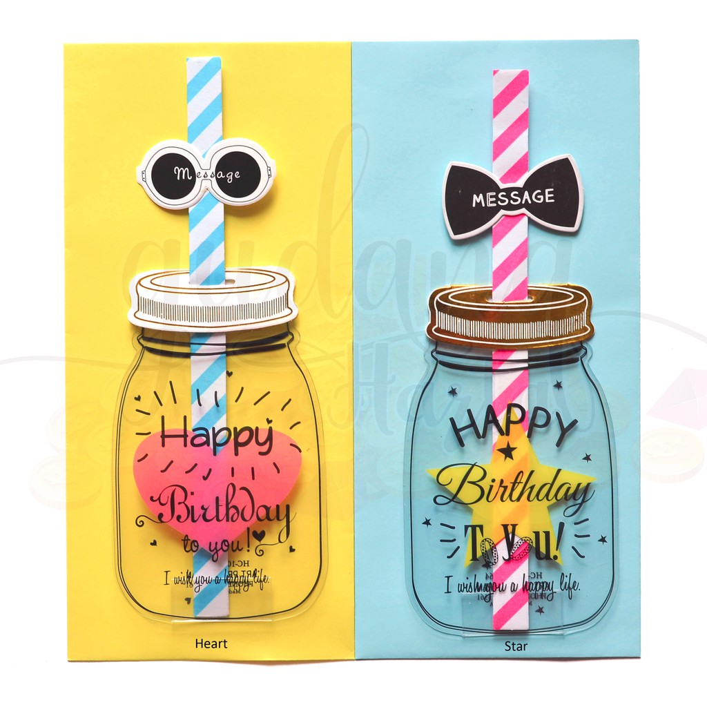 Kartu Ucapan Ulang Tahun Happy Birthday Botol Bottle Unik Gh 305160 Shopee Indonesia