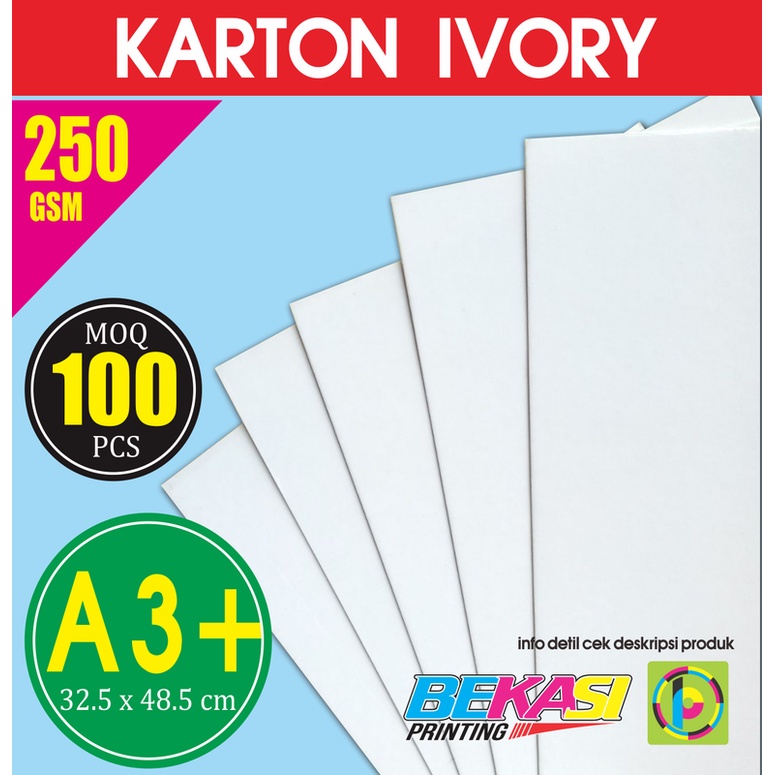 

Karton Carton IVORY 250 GSM Ukuran A3+ 32.5x48.5 cm isi 100 Lembar