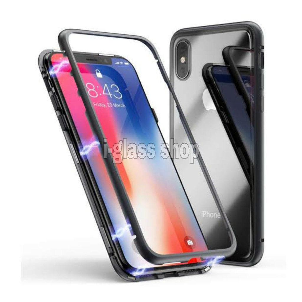 IGS Casing Case 360 Magnet Xiaomi Redmi Note 5 5Pro 8 8Pro 9 9pro Pro Bumper Magnetic Glass  Back Ca