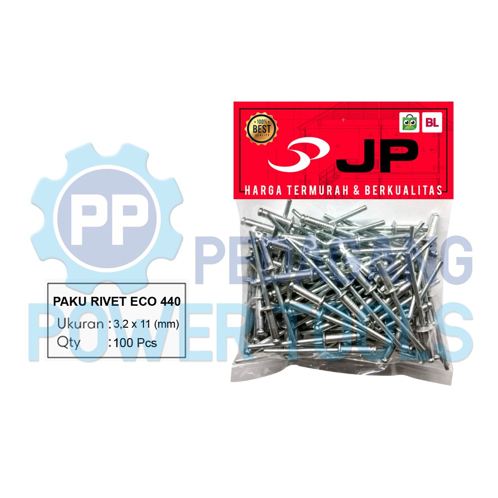 PAKU RIVET ECO 440 100 PCS 3.2 X 11 MM BLIND RIFET TEMBAK ALUMINIUM