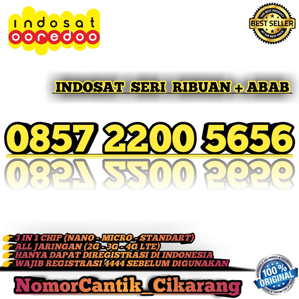 NOMOR CANTIK INDOSAT RIBUAN + ABAB 2200 5656 / NOMOR INDOSAT SERI AABB ABAB 22 00 5656