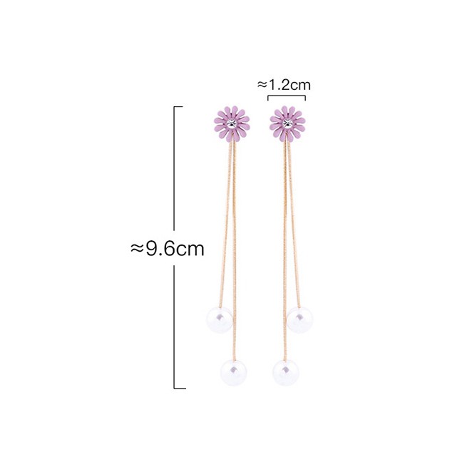 LRC Anting Tusuk Fashion Flower Earrings S925 Sterling Silver Pearl Tassel Earrings D09038