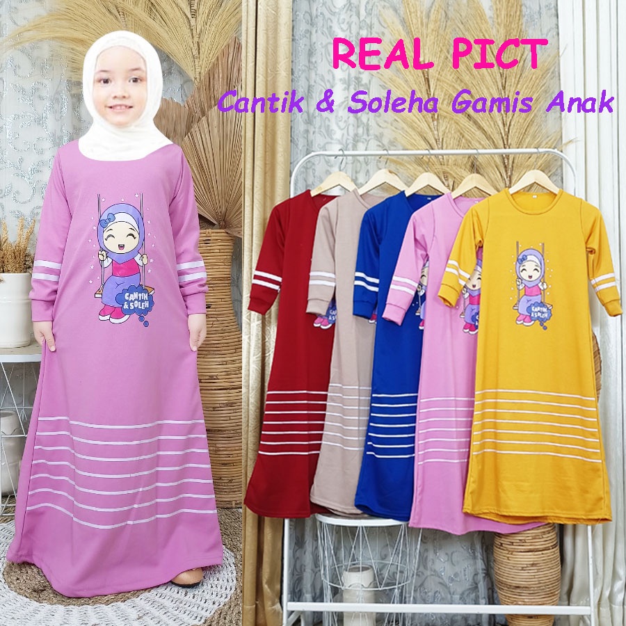 CANTIK &amp; SOLEHA GAMIS DRESS ANAK 2-12tahun CARLINA