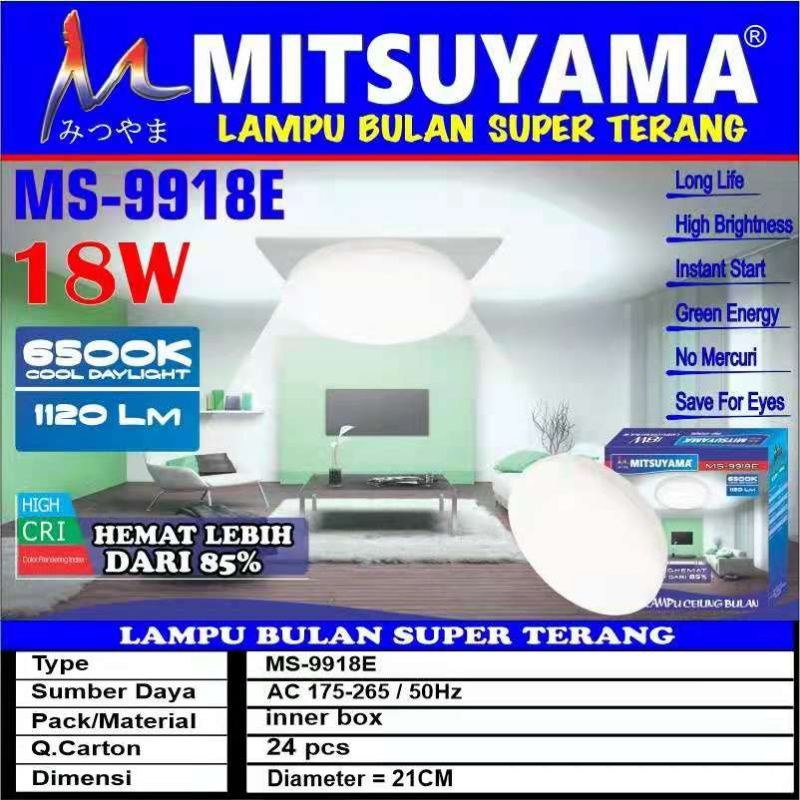 lampu led plafon ceiling 18w mitsuyama ms 9918e