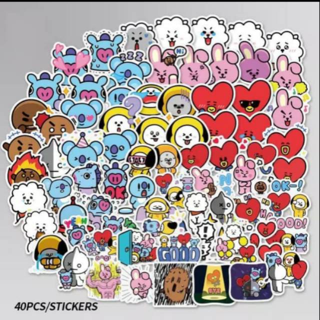 BTS BT21 Sticker isi 40 Anti Air Stiker Line Handphone HP Koper S006