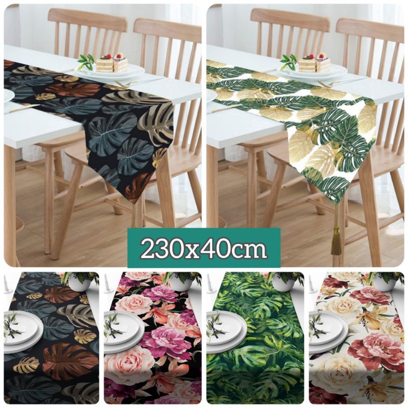 TABLE RUNNER 230X40 CM PANJANG TAPLAK MEJA PRINT MOTIF MIX / ABSTRAK