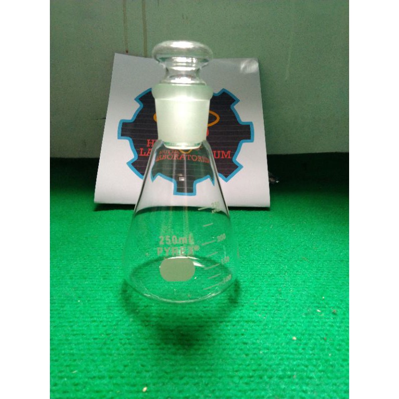 Erlenmeyer 250 ml asah + tutup PYREX 29/32