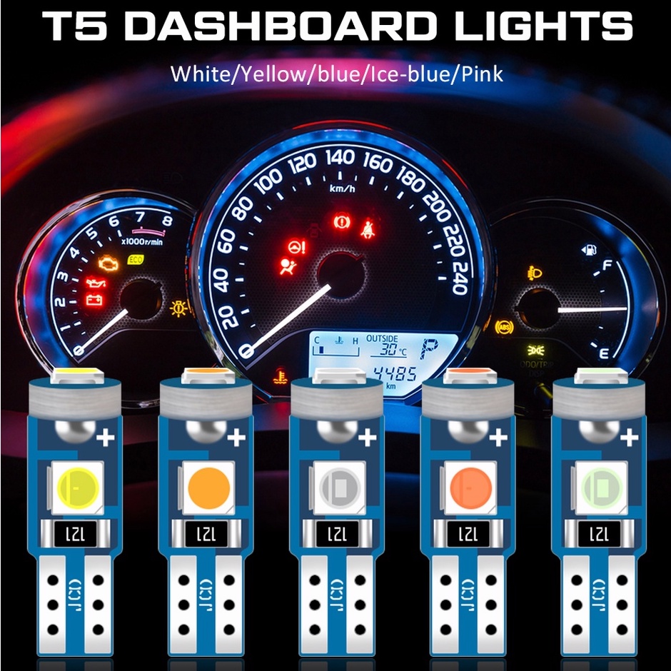 5Piece Lampu LED T5 Spedometer Lampu Speedometer LED Super Bright Untuk Interior Dashboard Mobil Motor