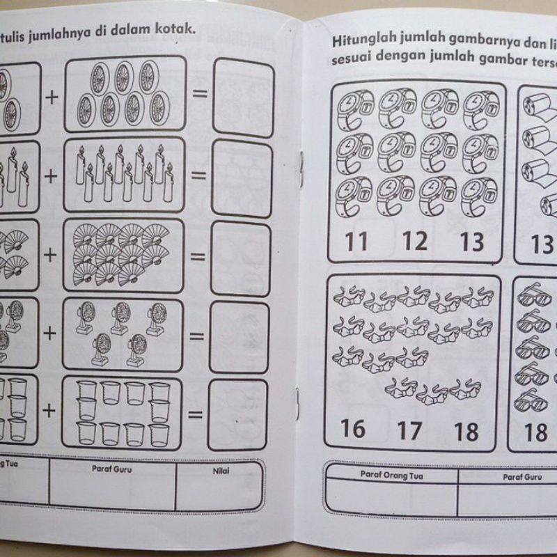 Buku Belajar Matematika 1A-1B Taman Kanak-kanak