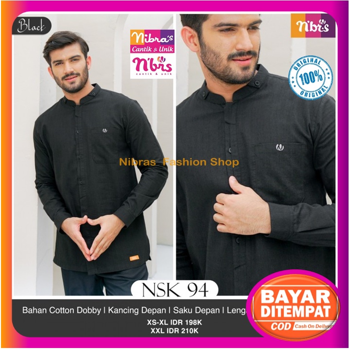 Koko Nibras Dewasa Lengan Panjang Hitam Polos Nsk 94 Baju Kemeja Nibras Pria Cowok Laki Laki Dewasa 
