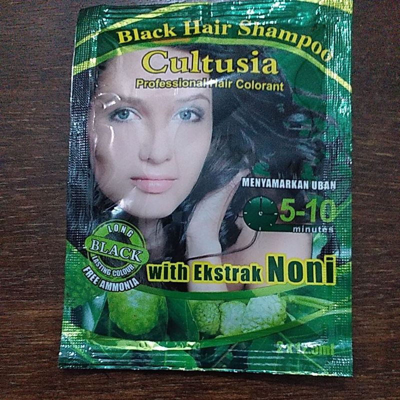 shampo + pewarna rambut Noni black Cultusia