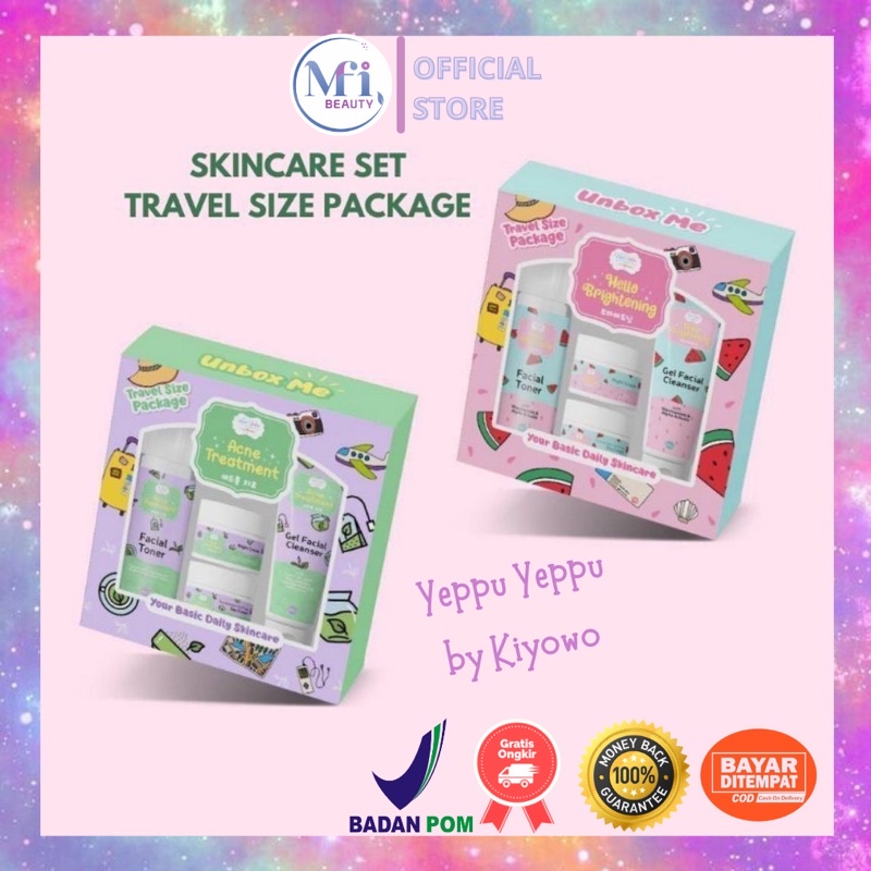 YEPPU YEPPU BY KIYOWO SKINCARE TRAVEL SIZE PACKAGE 4in1 PAKET WAJAH BRIGHTENING ACNE