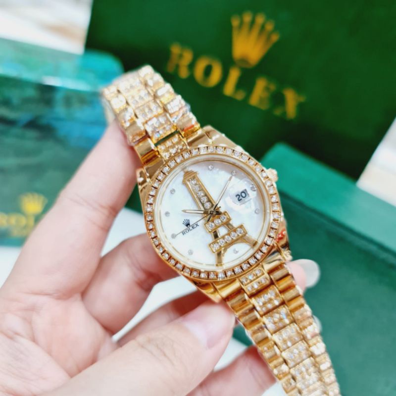 COD JAM TANGAN WANITA PLZT GAMBAR PARIS TERBARU MURAH ELEGAN TLI RANTAI EMAS