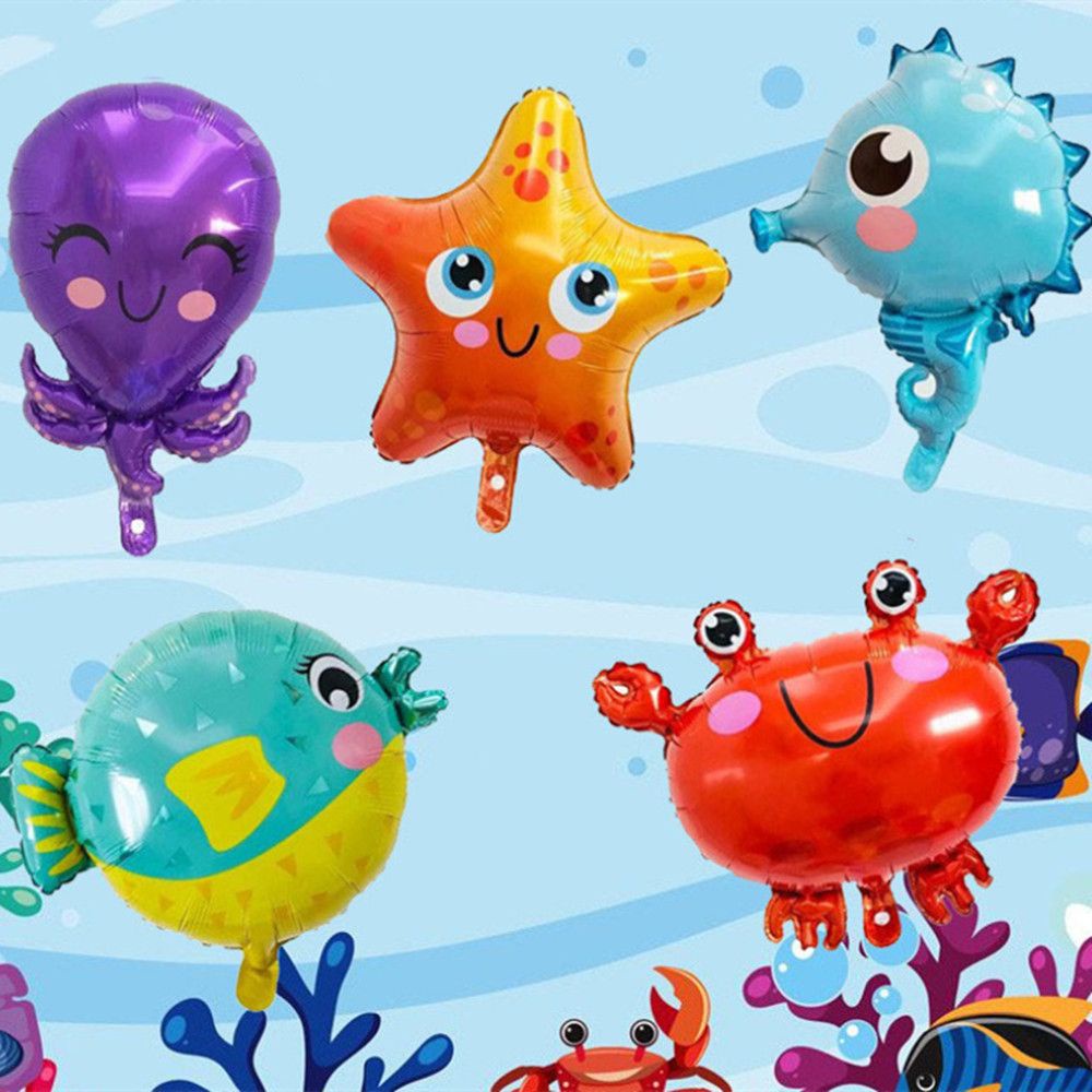 ROW Hot Selling Fish Helium Balloon Decoration Birthday Party Decorated Inflatable Foil Balloon Seahorse Kids Toys Cartoon Helium Globos 3D Sea Animal