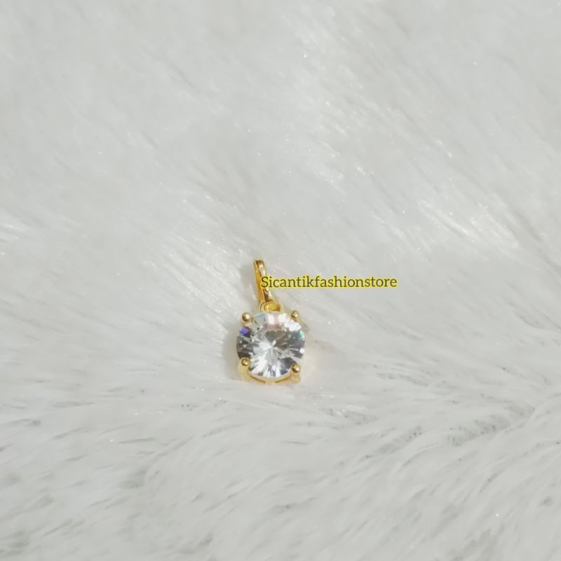 Liontin Titanium permata bulat gold Terlaris anti Karat tidak luntur liontin Gold Fashion wanita